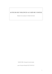 Auteurs de violence au sein du couple : prise en charge et prévention