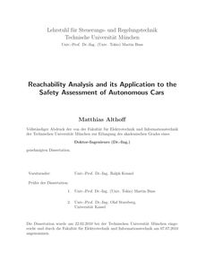 Reachability analysis and its application to the safety assessment of autonomous cars [Elektronische Ressource] / Matthias Althoff