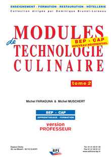 Modules de technologie culinaire Tome 2