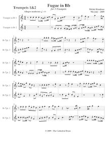 Partition trompettes 1/2 (B♭), Fugue pour 3 trompettes en B-flat major