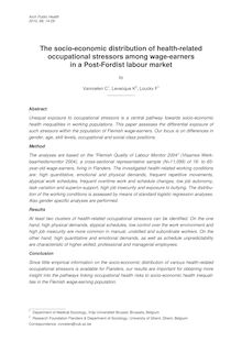 The socio-economic distribution of health-related occupational stressors among wage-earners in a Post-Fordist labour market