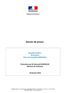 Dossier de presse sécurité routière - 26 janvier 2015
