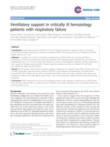 Ventilatory support in critically ill hematology patients with respiratory failure