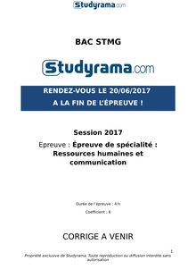 Corrigé Bac STMG 2017 - Spécialité RH et communication