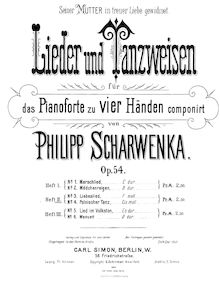 Partition Heft 2, chansons und Tanzweisen pour Piano 4-mains, Op.54