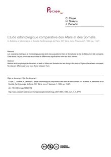 Etude odontologique comparative des Afars et des Somalis. - article ; n°1 ; vol.7, pg 13-27