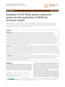 Evaluation of the Pichia pastorisexpression system for the production of GPCRs for structural analysis