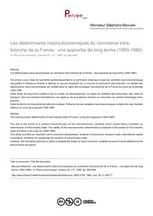 Les déterminants macro-économiques du commerce intra-branche de la France : une approche de long terme (1850-1980) - article ; n°5 ; vol.40, pg 863-886