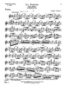 Partition Transcription pour violon & piano - partition de violon, Le Sourire, Scherzando