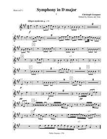 Partition cor 1 (F), Symphony en D major, GWV 546, Symphony No. 75 in D major