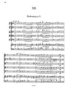 Partition  XII, Banchetto Musicale, Schein, Johann Hermann