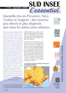 Marseille-Aix-en-Provence, Nice, Toulon et Avignon : des revenus peu élevés et plus dispersés que dans les autres aires urbaines