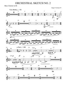 Partition basse clarinette (B♭), Orchestral Sketch No.2, Girtain IV, Edgar