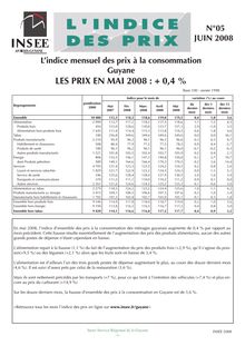 L indice mensuel des prix à la consommation de Guyane en mai  2008 : + 0,4 % 