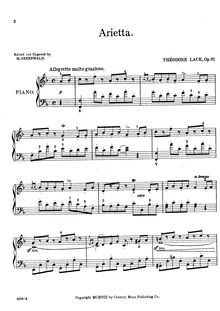 Partition complète, Arietta, Op.97, Lack, Théodore