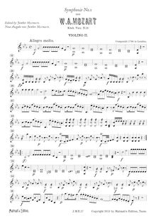 Partition violons II, Symphony No.1, E♭ major, Mozart, Wolfgang Amadeus