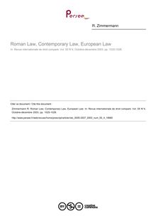 Roman Law, Contemporary Law, European Law - note biblio ; n°4 ; vol.55, pg 1025-1028