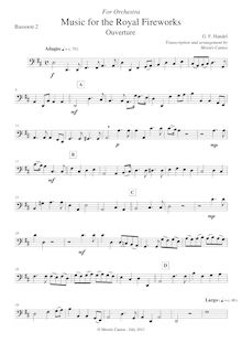 Partition basson 2, Music pour pour Royal Fireworks, Fireworks Music par George Frideric Handel