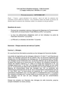 Economie descriptive 2007 Sciences Economiques et de Gestion Université Paris 1