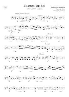 Partition violoncelle, corde quatuor No.13, Op.130, B♭ major, Beethoven, Ludwig van