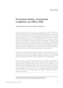 Formation initiale, orientations et diplômes de 1985 à 2002 - article ; n°1 ; vol.378, pg 15-33