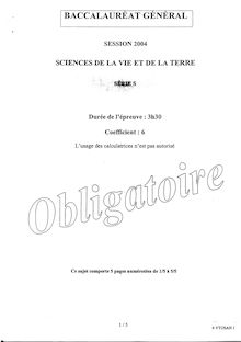 Sciences de la vie et de la terre (SVT) 2004 Scientifique Baccalauréat général