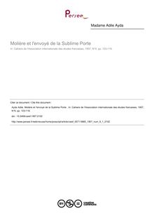 Molière et l envoyé de la Sublime Porte  - article ; n°1 ; vol.9, pg 103-116