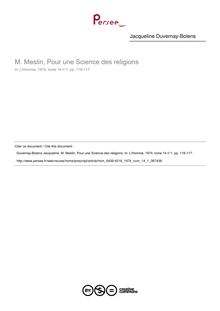 M. Meslin, Pour une Science des religions  ; n°1 ; vol.14, pg 116-117