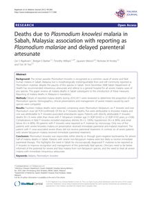 Deaths due to Plasmodium knowlesi malaria in Sabah, Malaysia: association with reporting as Plasmodium malariae and delayed parenteral artesunate