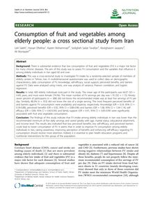 Consumption of fruit and vegetables among elderly people: a cross sectional study from Iran