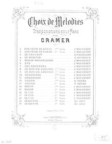 Partition  No.2, Choix de mélodies sur  Le roi d Ys , Cramer, Henri (fl. 1890)