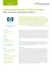 Projet de déploiement HP EMEA de Siebel: Mise à niveau centralisée ...