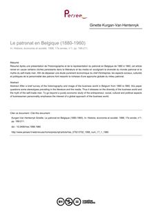 Le patronat en Belgique (1880-1960) - article ; n°1 ; vol.17, pg 189-211