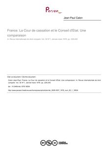 France. La Cour de cassation et le Conseil d Etat. Une comparaison - article ; n°1 ; vol.30, pg 229-245