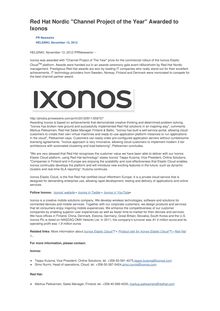 Red Hat Nordic "Channel Project of the Year" Awarded to Ixonos