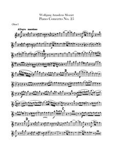 Partition hautbois 1, 2, Piano Concerto No.25, C major, Mozart, Wolfgang Amadeus