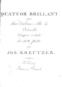 Partition parties complètes, Quatuor brillant, Kreutzer, Joseph
