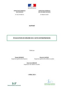 Rapport sur l évaluation du régime d auto-entrepreneur