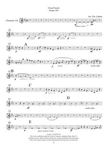 Partition clarinette 3 , partie, Psaume 150, Psalm 150, Franck, César