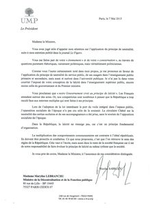 Lettre de Sarkozy à Lebranchu