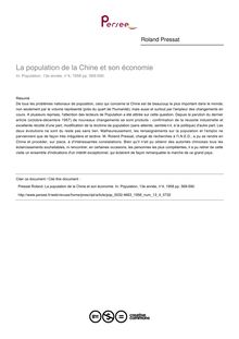 La population de la Chine et son économie - article ; n°4 ; vol.13, pg 569-590
