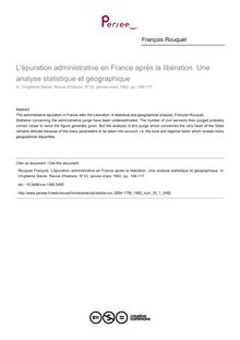 L épuration administrative en France après la libération. Une analyse statistique et géographique - article ; n°1 ; vol.33, pg 106-117