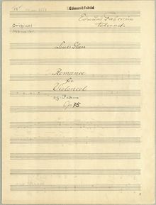 Partition violoncelle et partition de piano, solo , partie, Romance, Op.75