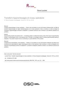 Transfert d’apprentissages et niveau opératoire - article ; n°1 ; vol.25, pg 40-49