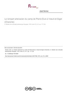 Le rempart artenacien du camp de Pierre-Dure à Vœuil-et-Giget (Charente) - article ; n°4 ; vol.72, pg 117-124