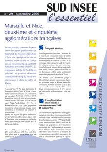  Marseille et Nice, deuxième et cinquième agglomérations françaises