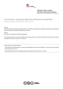 E-commerce. Quelques éléments d économie industrielle - article ; n°1 ; vol.52, pg 97-117