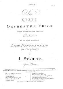 Partition Continuo, 6 Grand orchestre Trios, Op.1, Stamitz, Johann