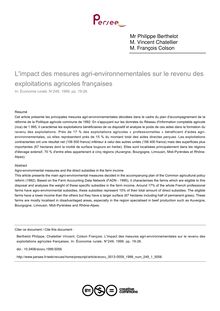 L impact des mesures agri-environnementales sur le revenu des exploitations agricoles françaises - article ; n°1 ; vol.249, pg 19-26