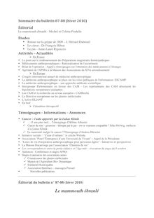 Bulletin APMA n°87-88 / Hiver 2010 / Sommaire - Le mammouth ébranlé